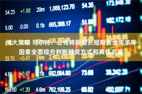 博大策略 司尔特：公司将根据长短期资金需求等因素全面综合判断融资方式和具体方案